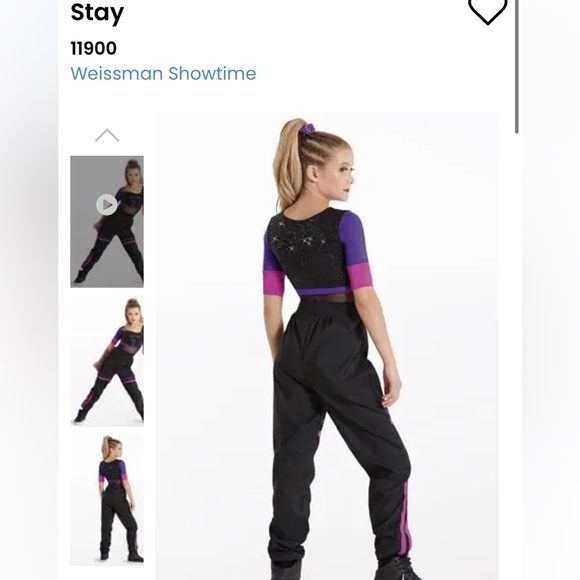 Weissman Dance Costume Style ‘Stay’ 2 Piece Leotard and Pants Purple Black NEW - Picture 10 of 10